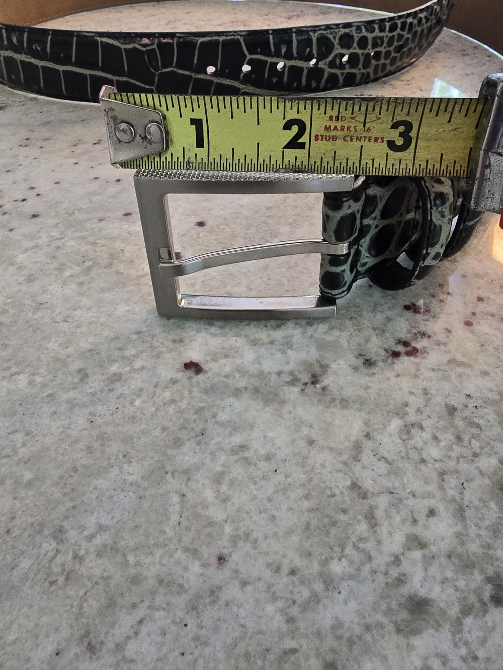 Greg Norman Croc Leather Belt with Silver Buckle - Picture 7 of 7